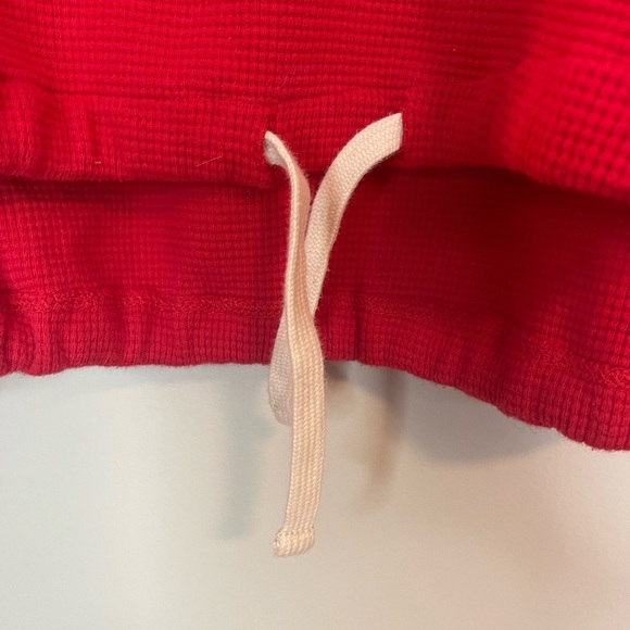 For Days Women’s Red Cropped Waffle Knit Hoodie size small organic & recycled - Picture 2 of 5